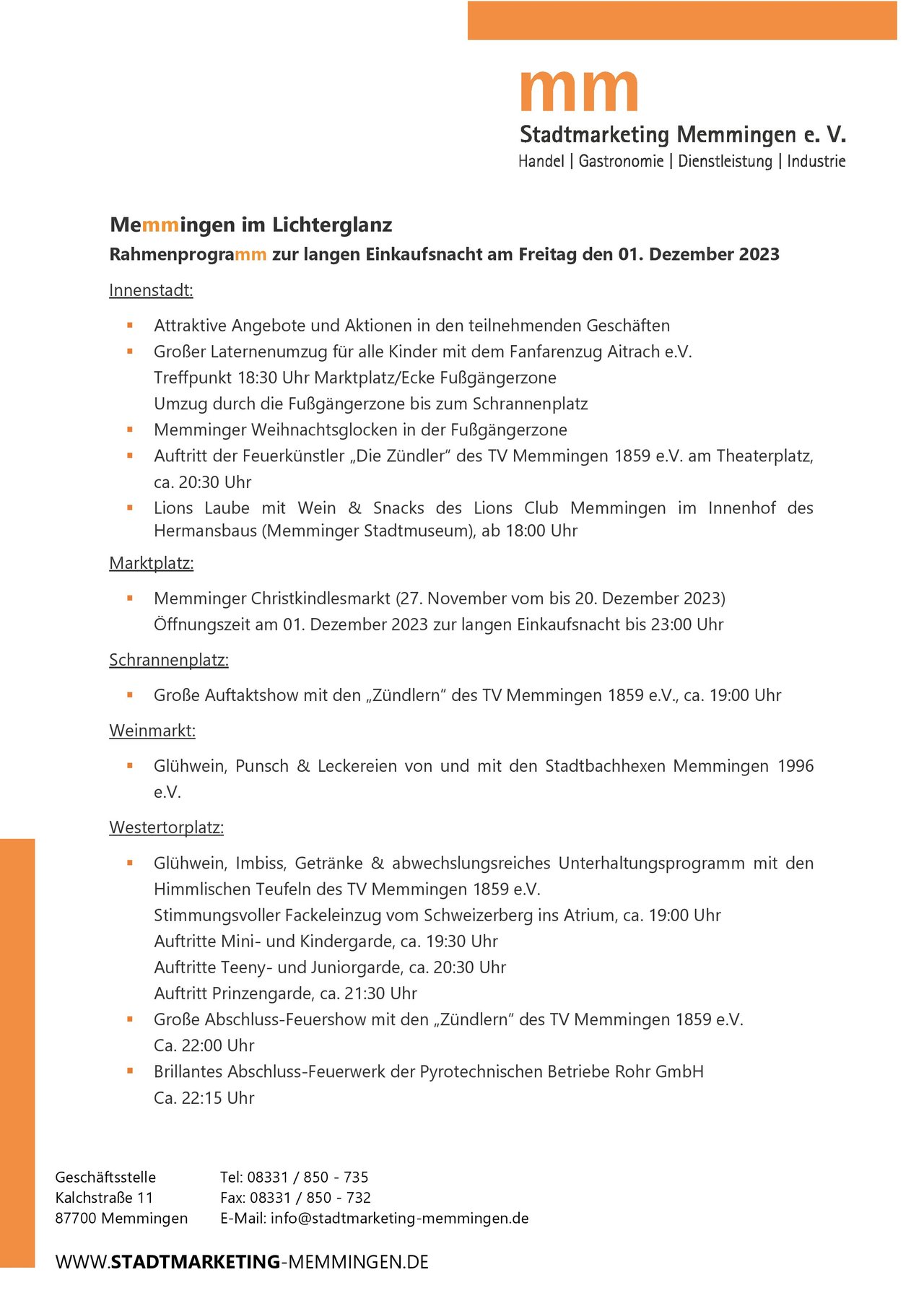 20231201_Pressemitteilung Stadtmarketing Memmingen e.V._Memmingen im Lichterglanz Rahmenprogramm_1