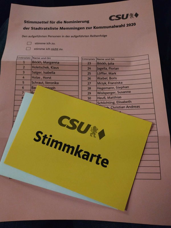 Stimmzettel CSU