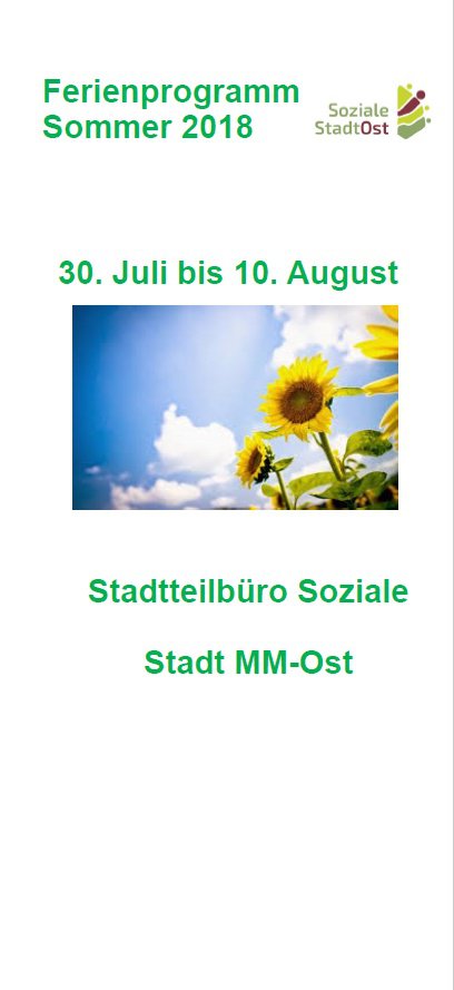 Sommerferienprogramm Soziale Stadt Ost