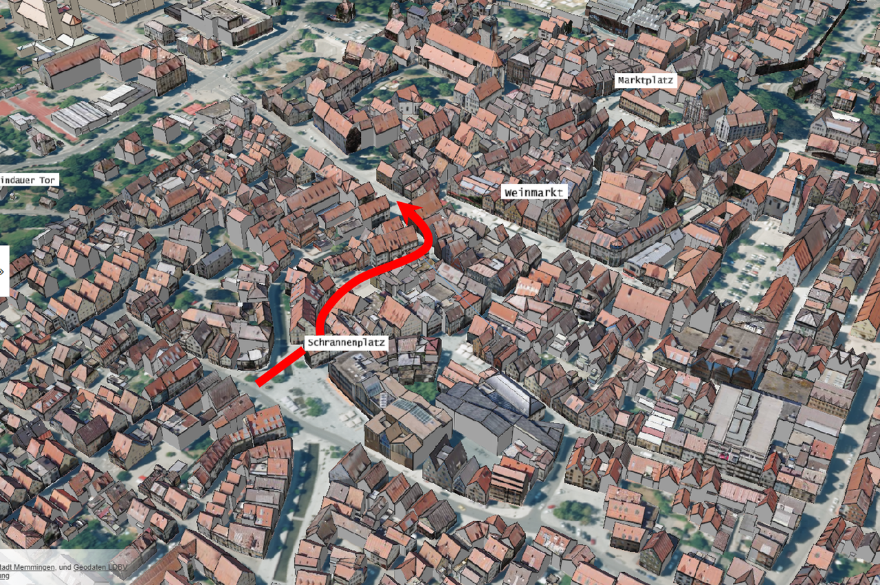Grafik Verkehrsführung Klösterle_Quelle Digitaler Zw illing Stadt Memmingen