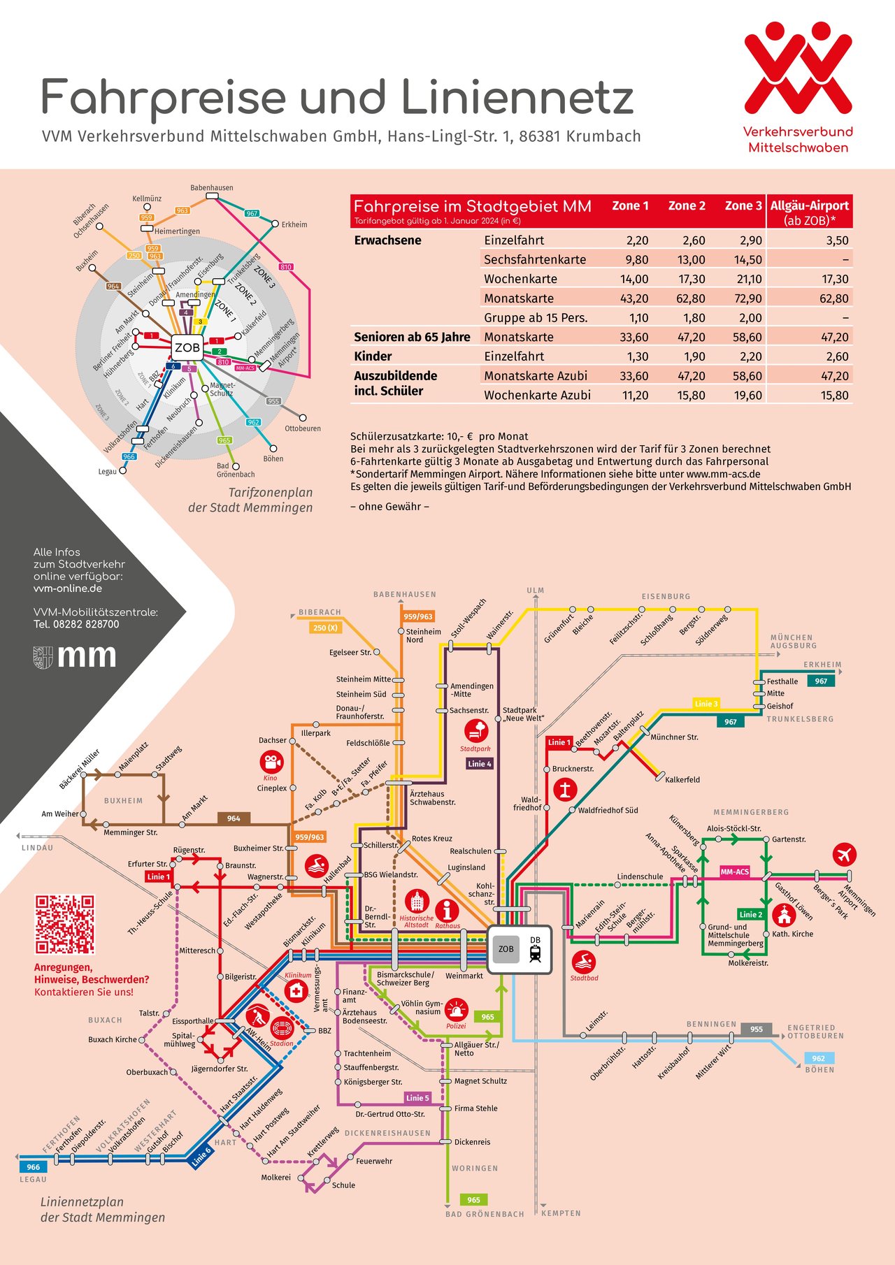 Liniennetzplan Stadtbus Memmingen ab 23.03.2024