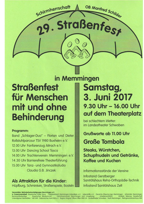 Miteinander Feiern, miteinander Reden: Straßenfest der Behindertengruppen