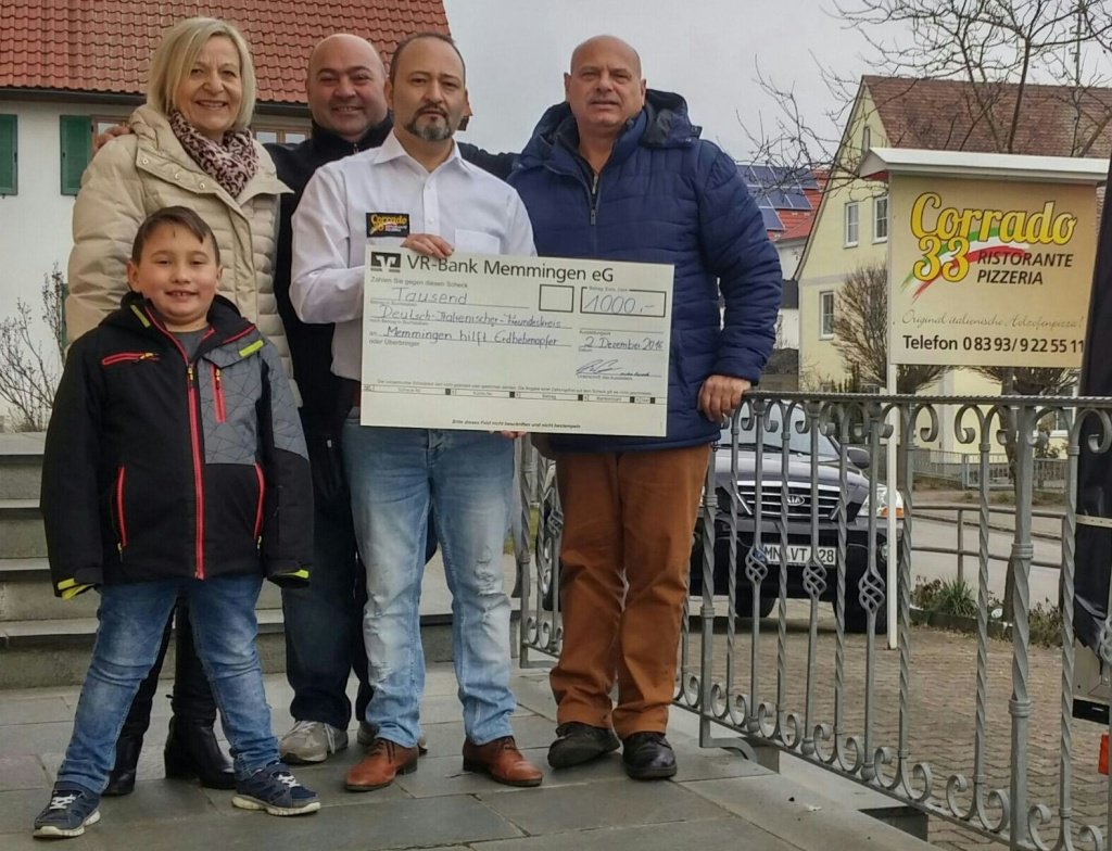 Pizzaessen hilft: 1.000 Euro Spende für Erdbebenopfer in Teramo