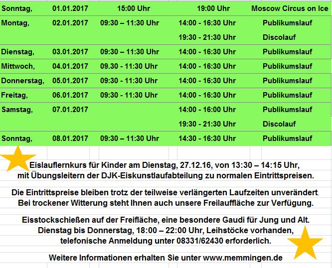 Eissporthalle Memmingen: Noch mehr Eislaufspaß in den Weihnachtsferien