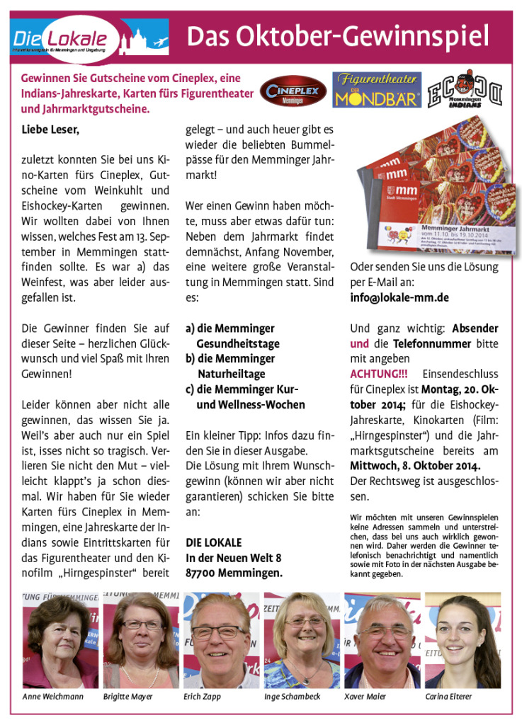 Lokale 10-14 Gewinnspiel